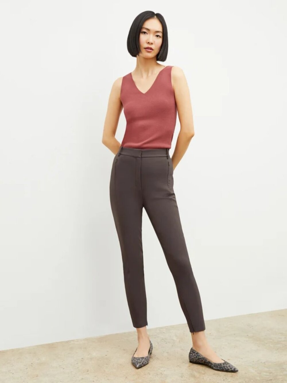 MM LaFleur The Curie Pant - PowerStretch Skinny Pant Dark Mink Gray 12